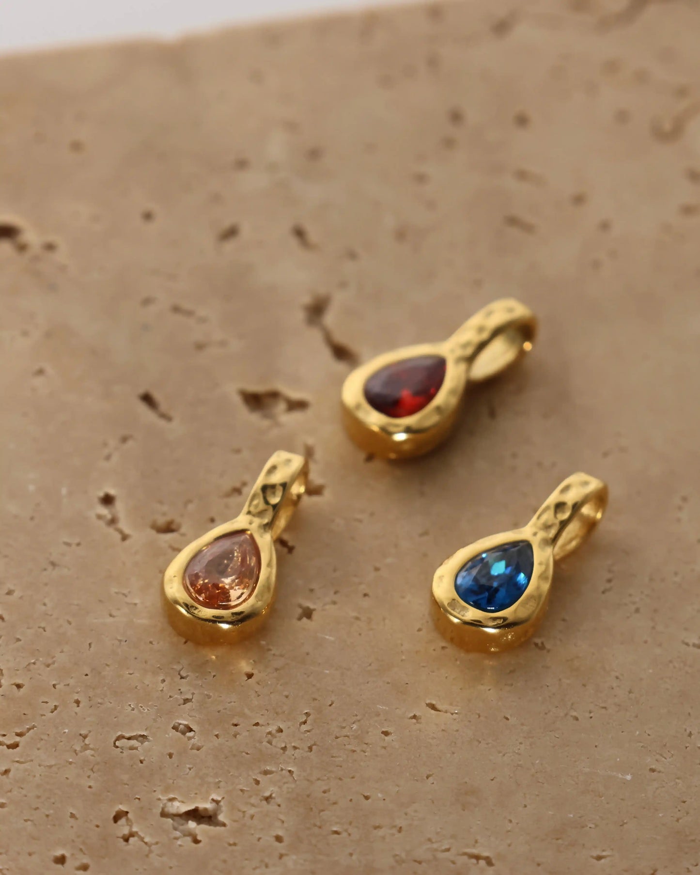 Hammered droplet birthstones