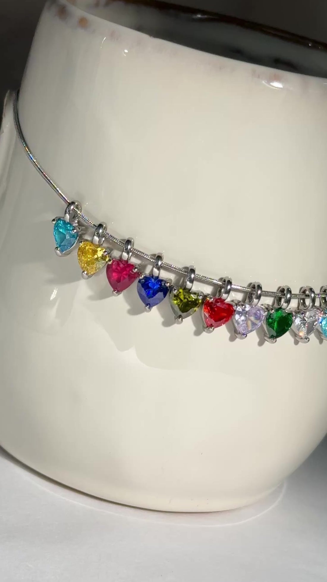 Silver Dainty Heart Birthstone Necklace