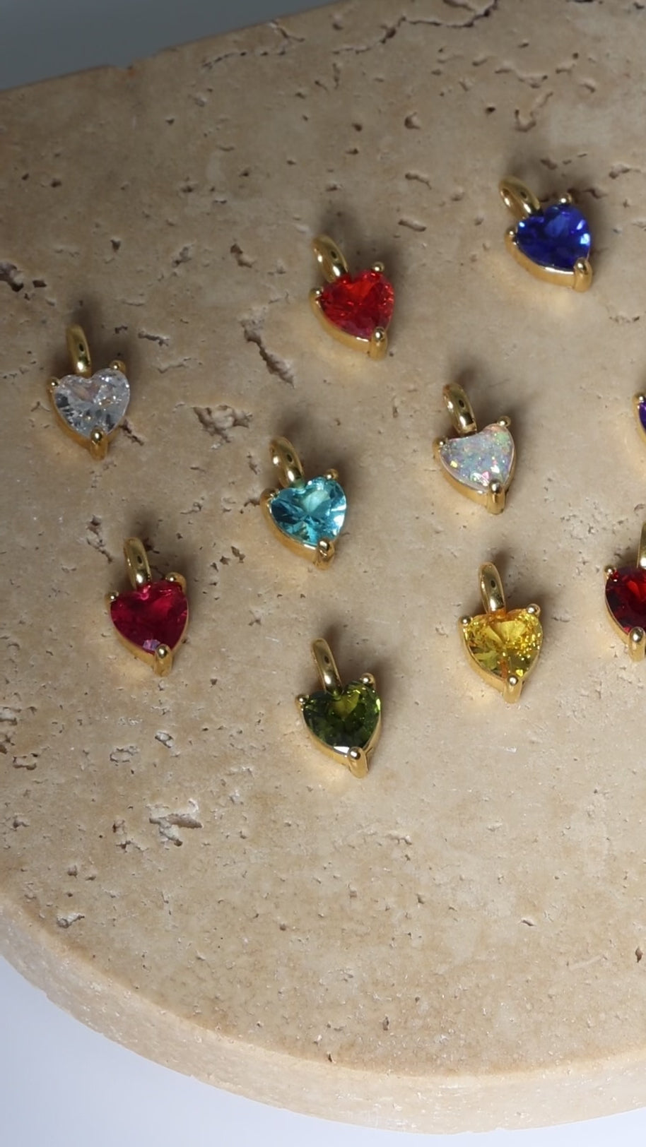 Gold dainty heart birthstone necklace